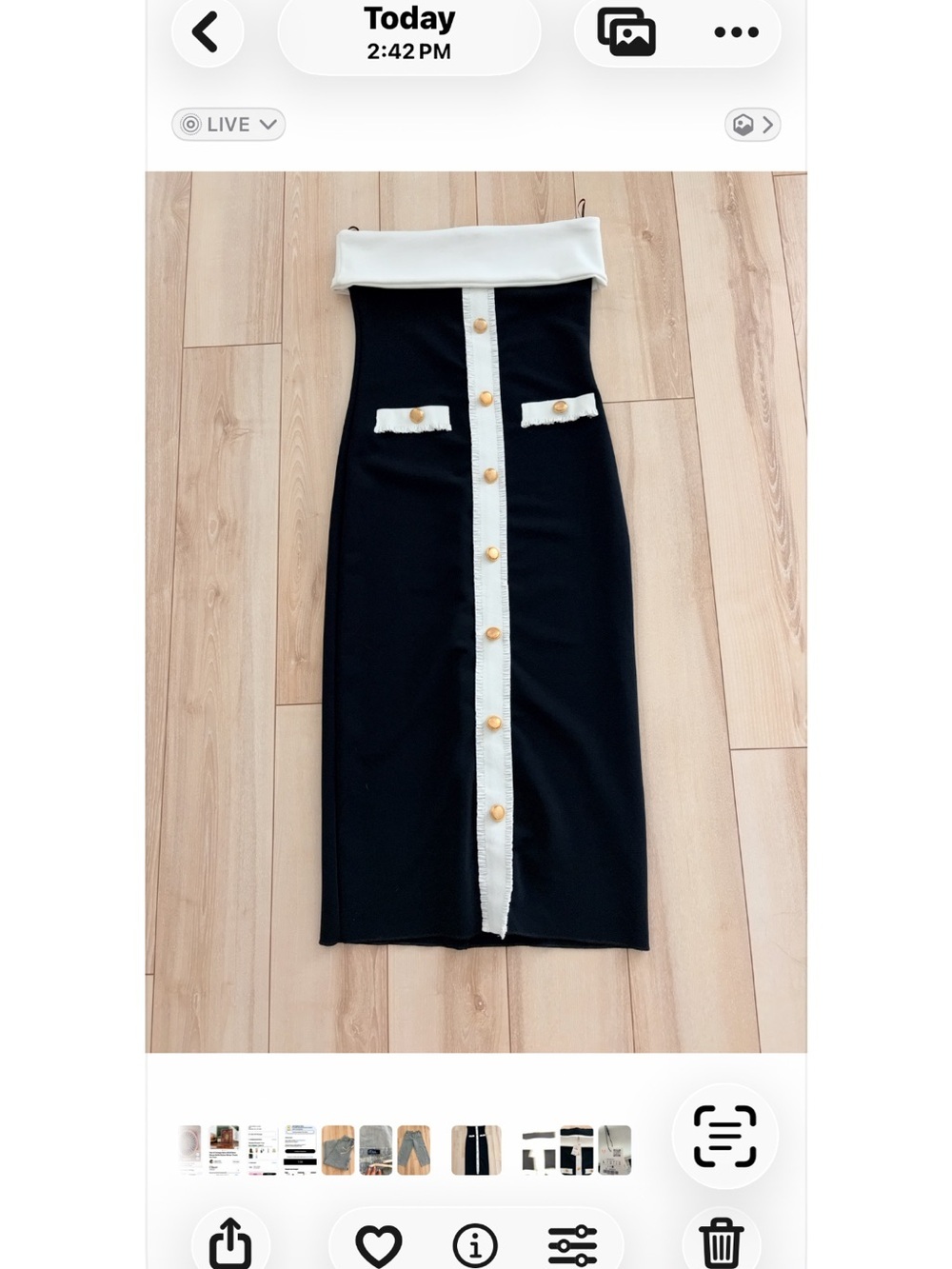 Zara STRECHY Strapless Black and White Midi Dress - Picture 2 of 3